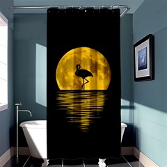 Moon Reflection Flamenco Animal Shower Curtain 36  X 72  (stall)  by Simbadda