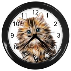 Kitten Mammal Animal Young Cat Wall Clocks (black) by Simbadda