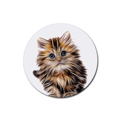 Kitten Mammal Animal Young Cat Rubber Round Coaster (4 Pack)  by Simbadda