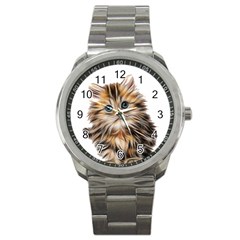 Kitten Mammal Animal Young Cat Sport Metal Watch by Simbadda