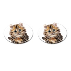 Kitten Mammal Animal Young Cat Cufflinks (oval) by Simbadda