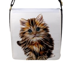 Kitten Mammal Animal Young Cat Flap Messenger Bag (l)  by Simbadda