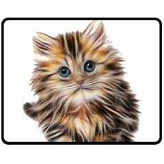 Kitten Mammal Animal Young Cat Double Sided Fleece Blanket (medium)  by Simbadda