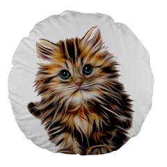 Kitten Mammal Animal Young Cat Large 18  Premium Flano Round Cushions by Simbadda