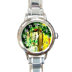 Old Tree And House With An Arch 4 Round Italian Charm Watch by bestdesignintheworld