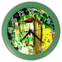 Old Tree And House With An Arch 4 Color Wall Clocks by bestdesignintheworld