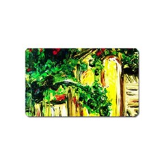 Old Tree And House With An Arch 2 Magnet (name Card) by bestdesignintheworld