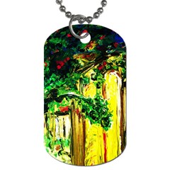 Old Tree And House With An Arch 2 Dog Tag (one Side) by bestdesignintheworld