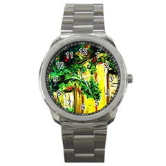 Old Tree And House With An Arch 2 Sport Metal Watch by bestdesignintheworld