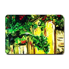 Old Tree And House With An Arch 2 Small Doormat  by bestdesignintheworld