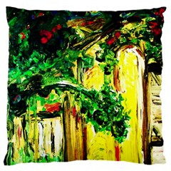 Old Tree And House With An Arch 2 Large Cushion Case (two Sides) by bestdesignintheworld