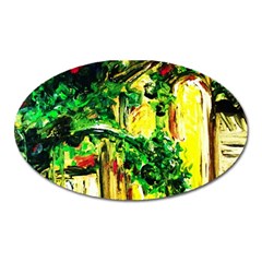 Old Tree And House With An Arch 2 Oval Magnet by bestdesignintheworld