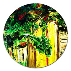 Old Tree And House With An Arch 2 Magnet 5  (round) by bestdesignintheworld