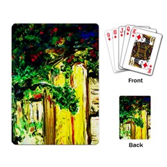 Old Tree And House With An Arch 2 Playing Card by bestdesignintheworld