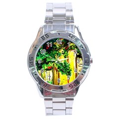 Old Tree And House With An Arch 2 Stainless Steel Analogue Watch by bestdesignintheworld