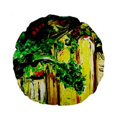 Old Tree And House With An Arch 2 Standard 15  Premium Round Cushions by bestdesignintheworld