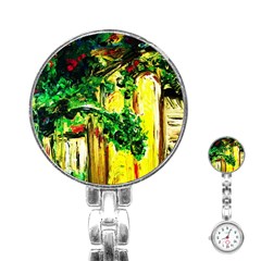 Old Tree And House With An Arch 2 Stainless Steel Nurses Watch by bestdesignintheworld