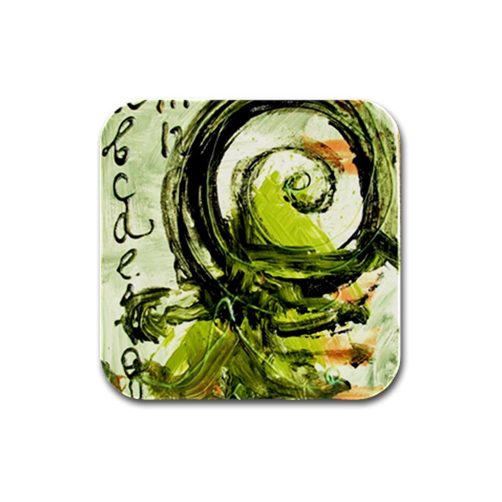 Pagoda Calligraphy 2 Rubber Square Coaster (4 pack) 