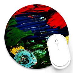 Tumble Weed And Blue Rose 1 Round Mousepads by bestdesignintheworld