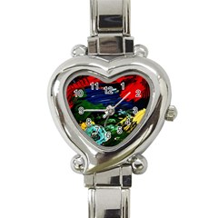 Tumble Weed And Blue Rose 1 Heart Italian Charm Watch by bestdesignintheworld