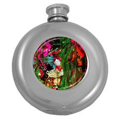 Sunset In A Mountains 1 Round Hip Flask (5 Oz) by bestdesignintheworld