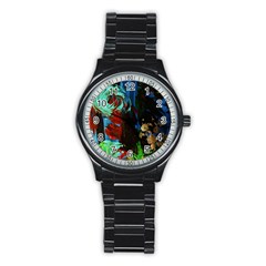 Night At The Foot Of Fudziama 2 Stainless Steel Round Watch by bestdesignintheworld