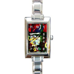 Tumble Weed And Blue Rose 2 Rectangle Italian Charm Watch by bestdesignintheworld