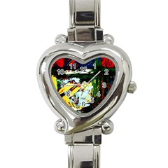 Tumble Weed And Blue Rose 2 Heart Italian Charm Watch by bestdesignintheworld