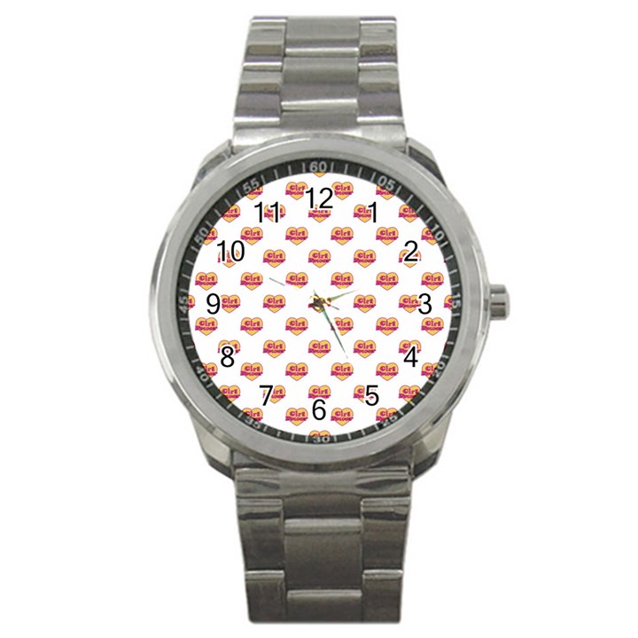 Girl Power Logo Pattern Sport Metal Watch