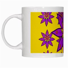 Fantasy Big Flowers In The Happy Jungle Of Love White Mugs by pepitasart