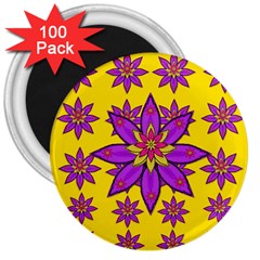 Fantasy Big Flowers In The Happy Jungle Of Love 3  Magnets (100 Pack) by pepitasart