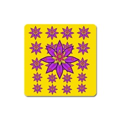 Fantasy Big Flowers In The Happy Jungle Of Love Square Magnet by pepitasart