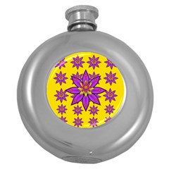 Fantasy Big Flowers In The Happy Jungle Of Love Round Hip Flask (5 Oz) by pepitasart