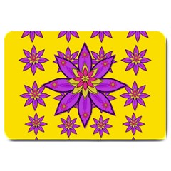 Fantasy Big Flowers In The Happy Jungle Of Love Large Doormat  by pepitasart