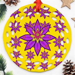 Fantasy Big Flowers In The Happy Jungle Of Love Round Filigree Ornament (two Sides)