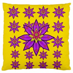 Fantasy Big Flowers In The Happy Jungle Of Love Large Flano Cushion Case (two Sides) by pepitasart