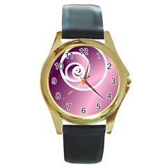 Rose Round Gold Metal Watch by Jylart