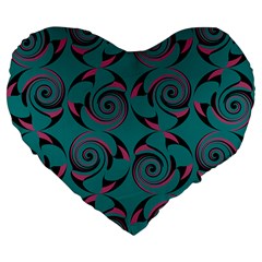 Spirals Large 19  Premium Flano Heart Shape Cushions by Jylart