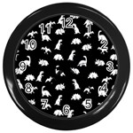 Dinosaurs pattern Wall Clocks (Black) Front