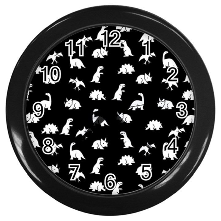 Dinosaurs pattern Wall Clocks (Black)