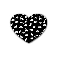 Dinosaurs Pattern Rubber Coaster (heart)  by Valentinaart