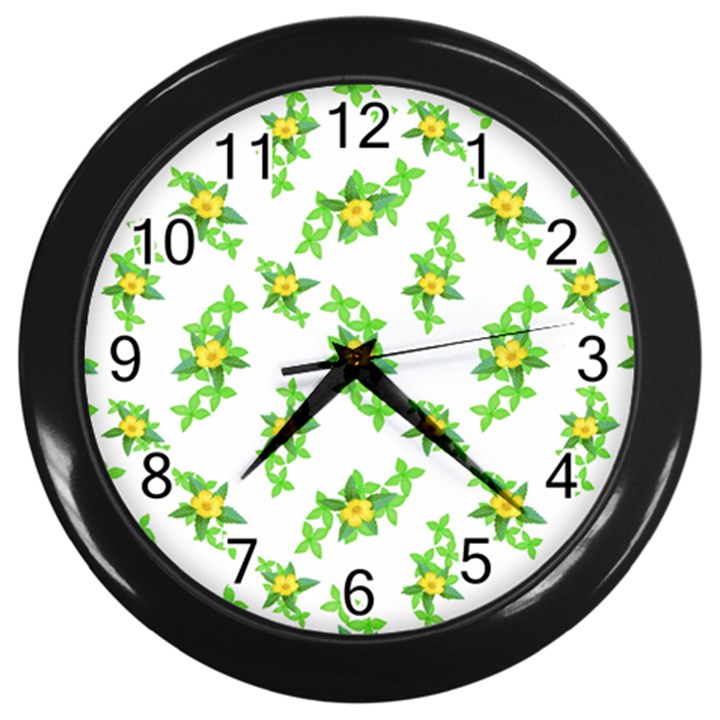 Airy Floral Pattern Wall Clocks (Black)