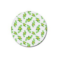 Airy Floral Pattern Rubber Round Coaster (4 Pack)  by dflcprints