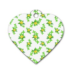 Airy Floral Pattern Dog Tag Heart (one Side) by dflcprints