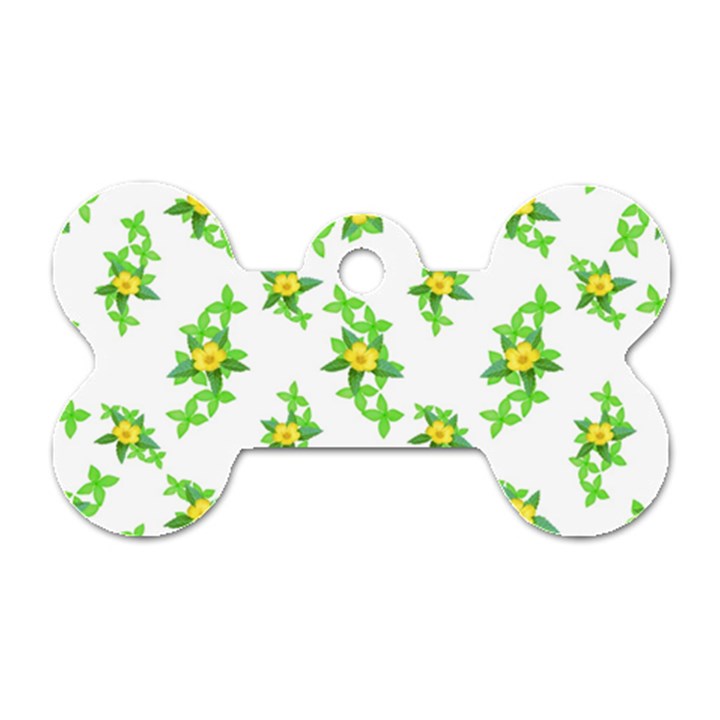 Airy Floral Pattern Dog Tag Bone (Two Sides)