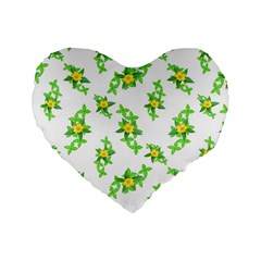 Airy Floral Pattern Standard 16  Premium Heart Shape Cushions by dflcprints