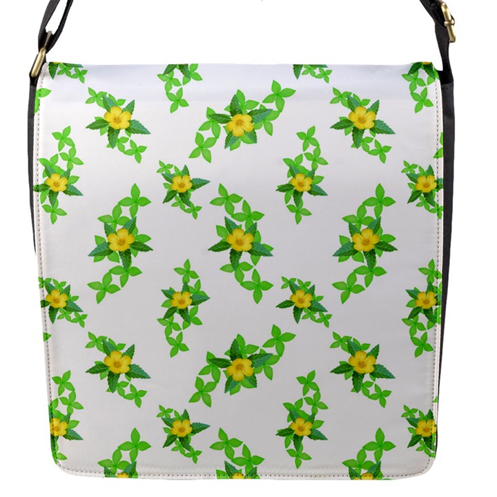 Airy Floral Pattern Flap Messenger Bag (S)