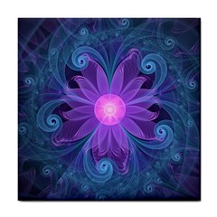 Blown Glass Flower Of An Electricblue Fractal Iris Tile Coasters by jayaprime