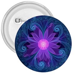 Blown Glass Flower Of An Electricblue Fractal Iris 3  Buttons by jayaprime