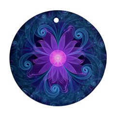 Blown Glass Flower Of An Electricblue Fractal Iris Ornament (round) by jayaprime